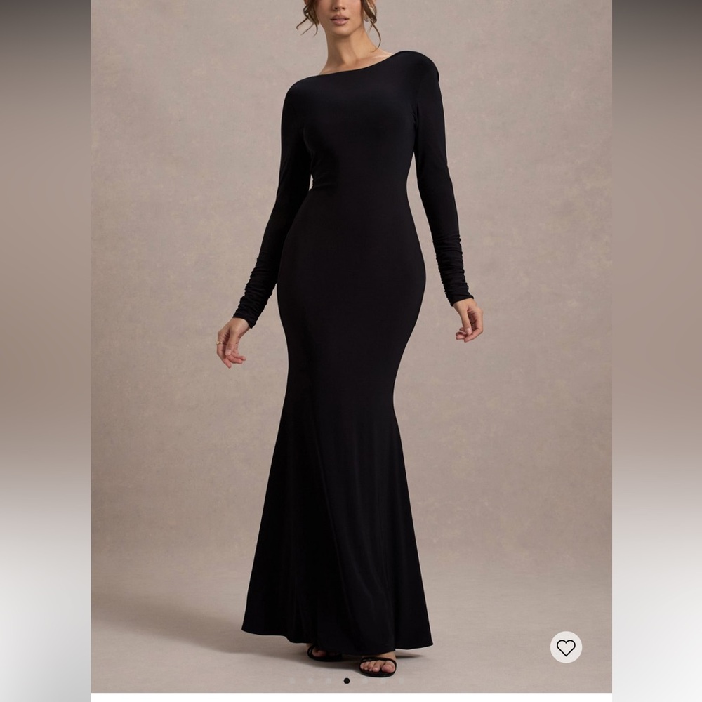 Chic Long Sleeve Black Maxi Dress